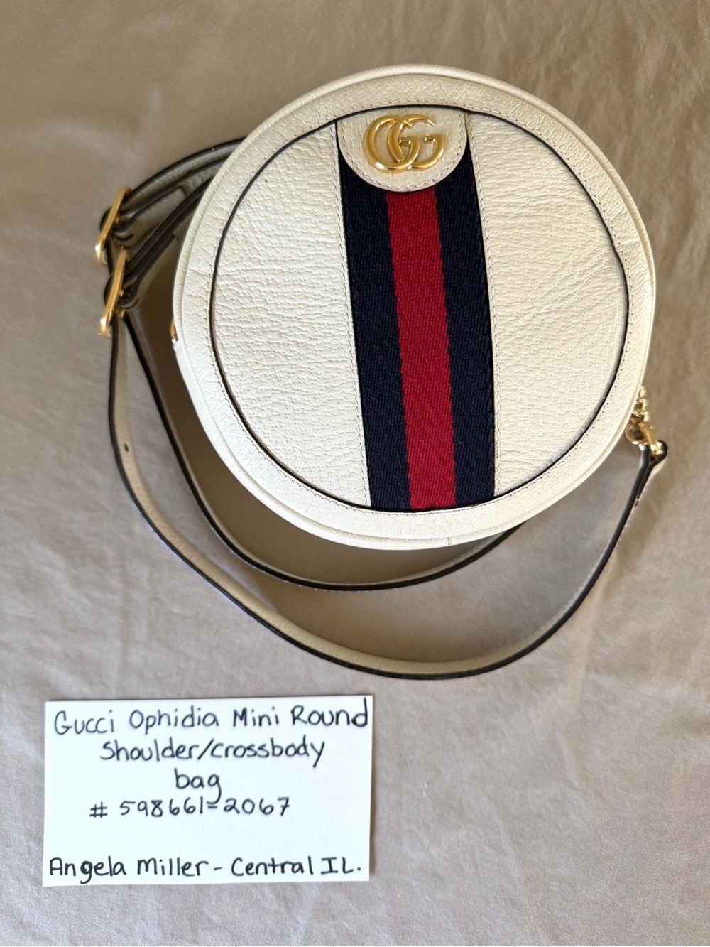 Gucci Ophidia Mini Round Backpack/Shoulder/Crossbody bag